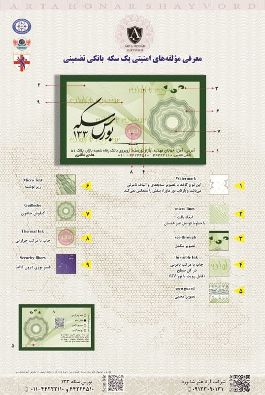 مولفه های امنیتی سکه 133 مظفری