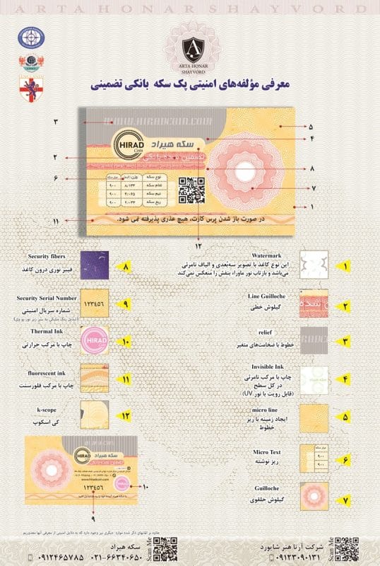 سکه هیراد 1 مولفه های امنیتی سکه هیراد